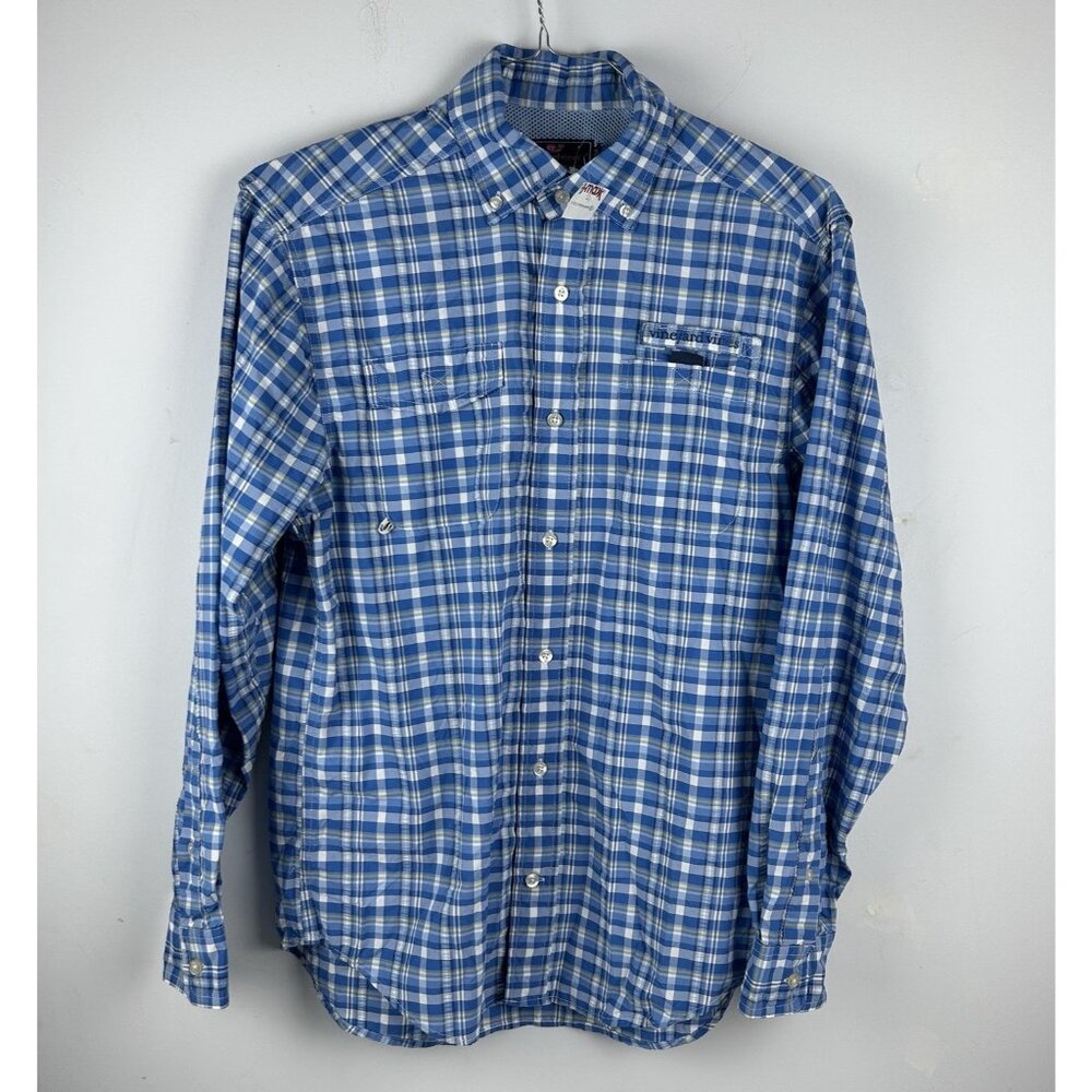 Vineyard Vines Men Harbor Fishing Shirt, Blue Yellow Plaid, Size S, NEW NWT
